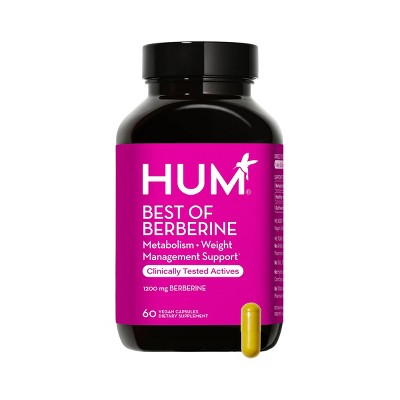 HUM Nutrition Best of Berberine 1200mg Weight Management & Glucose Support Capsules - 60ct