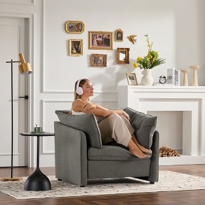 Oversized Warp Knitting Fabric Armchair Accent Chair with Removable Cushions and High Backrest for Living Room - 1 of 4