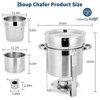 11QT Soup Chafer Set , Stainless Steel Round Soup Warmer with Pot, Notched Lids & Fuel Holders, Commercial Food Warmer for Buffets, Events - 3 of 4