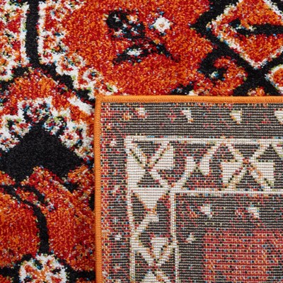Vintage Hamadan Orange/Red Synthetic Square Area Rug 6'7" x 6'7"