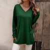 Coolmee Women's Fall Long Sleeve Shirts Basic Apparel Shirts Trendy V Neck Tshirt for Women Curved Hem Tops - 4 of 4