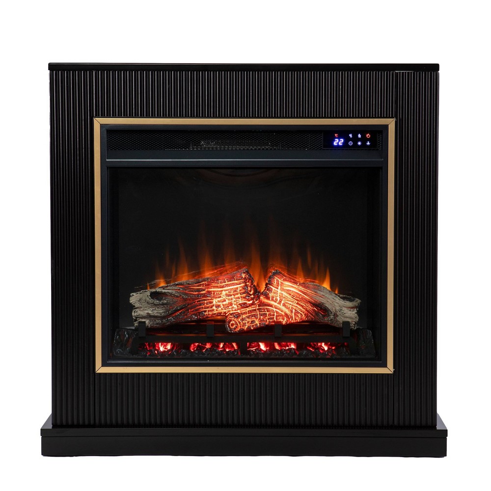 Photos - Electric Fireplace Stallamp Contemporary Touch Panel Fireplace Black/Gold - Aiden Lane