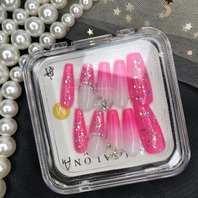Vynxaria Pink Premium Press-On Nails for Effortless Style Size L