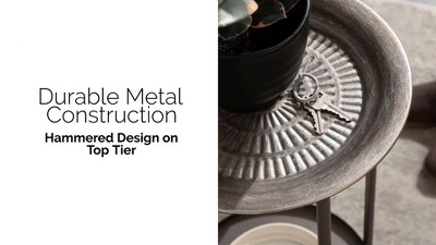 Gold Metal Moroccan Inspired Plant Stand Table