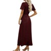 Anna-Kaci Women's Short Sleeve V Neck Maxi Wrap Dress with Waist Tie and Side Slit Detail - 4 of 4
