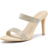 Allegra K Women's Open Toe Stiletto Heel Rhinestone Mules Sandals - 2 of 4