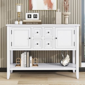 NicBex Console Table Vintage Entryway Table with Ample Storage Narrow Side Table with 4 Small Drawers and Bottom Shelf for Living Room - 1 of 4