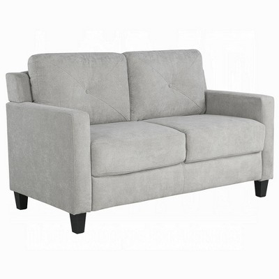 Royal Hampton Loveseat, Track Armrest, 58 Inch, Gray Fabric w Tufted Backrest