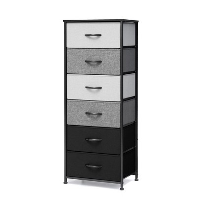 Pellebant Vertical Dresser for Bedroom 6 drawer Storage Tower Steel Frame Wood Top Easy Pull Non-woven Fabrics Drawer