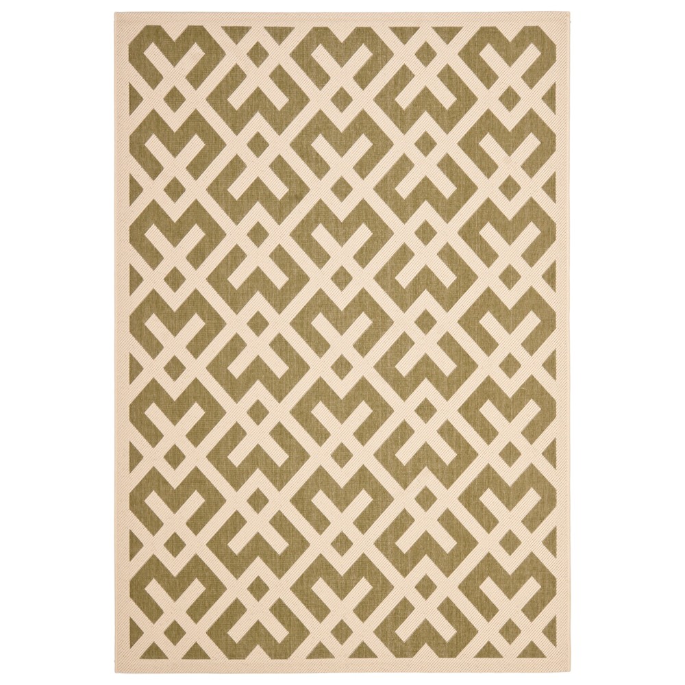 6'7inX9'6in Rectangle Kassel Outer Patio Rug Green/Bone - Safavieh