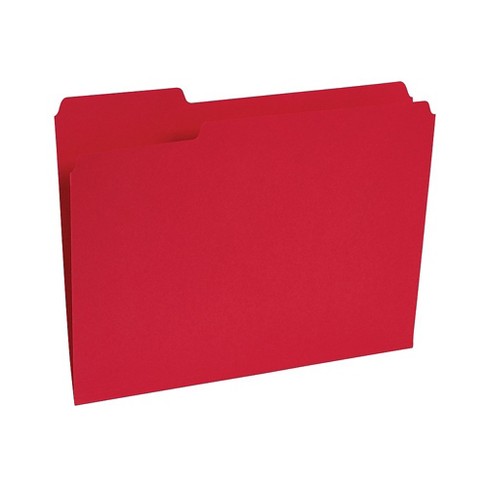 Staples Colored File Folders 1/3-cut Tab Letter Size Red 100/box ...