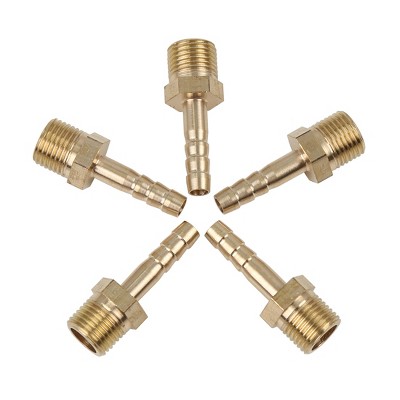 X AUTOHAUX 2 Pcs 6mm to 4mm Car Brass Barb Hose Fitting Straight Connector 