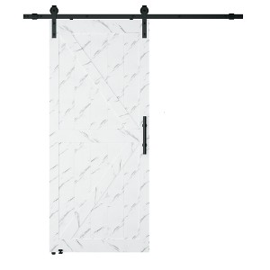 Manufactured Wood Paneled Sliding Barn Door with Installation Hardware Kit,Sliding Closet Door with PVC Surface - 1 of 4