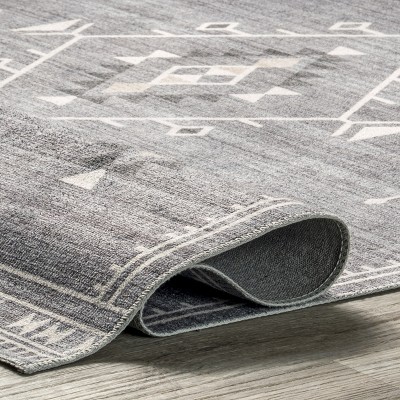 Evalyn Southwestern 5' x 8' Gray Ultra Thin Washable Rug
