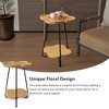 Kumasinova 24"H Unique Petal-Shaped End Table,2-Tier Sofa Side Table with Storage for Living Room,Elegant Side Table with Metal Frame&Wooden Top - 2 of 4