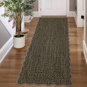 Garvee Scalloped Braided Printed Area Rug Washable Non Slip Low Pile Accent Rug Soft Foldable Rugs - 1 of 4