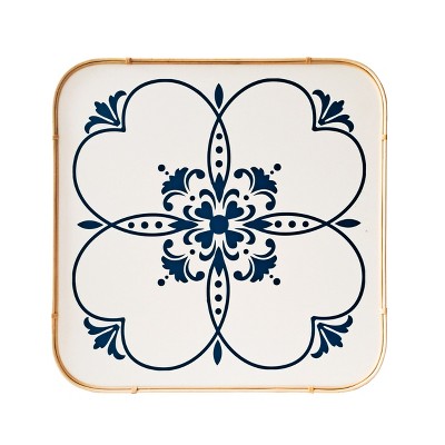 VIP Wood 23.62 in. White Floral Tile Wall Decor