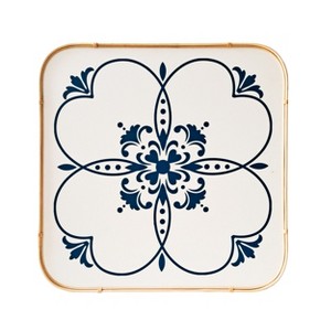 VIP Wood 23.62 in. White Floral Tile Wall Decor - 1 of 2
