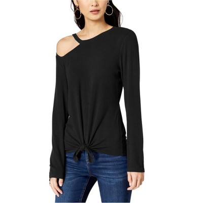 I.N.C International Concepts Womens Tie-front Pullover Blouse, Black, X-Small