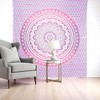 HomeRoots 92" X 84" Pink And White Mandala Cotton Hanging Tapestry - 2 of 4