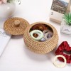 BRINJOY 4.7" Round Woven Rattan Box with Lid - Mini Handmade Storage Basket for Keys, Snacks, Bread, Home Decor (4.7x3.3 inch) - 3 of 4