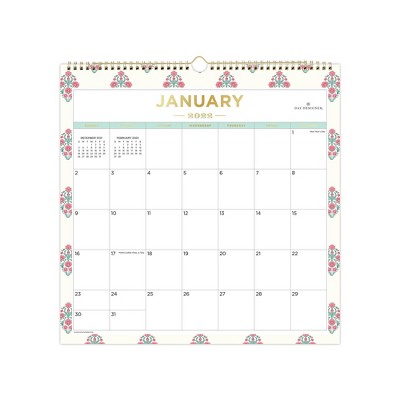 2022 Wall Calendar 12"x12" Monthly Wirebound Lotus - Day Designer