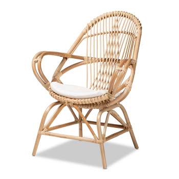 Jayden Fabric Upholstered and Rattan Accent Chair White/Natural - bali & pari