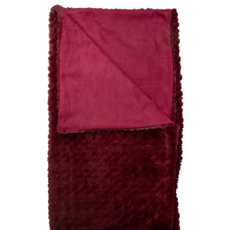 Northlight Burgundy Red Ultra Plush Faux Fur Throw Blanket 55" x 63", 3 of 5