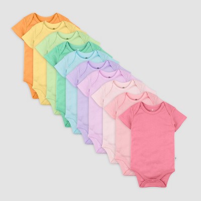 Honest Baby Girls' 10pk Rainbow Organic Cotton Short Sleeve Bodysuit - Newborn