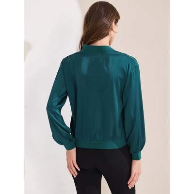 Женские куртки INSPIRE CHIC Women's Zip Up Long Sleeve Outerwear Casual Lightweight Jacket Blue Green X-Small — фото 4