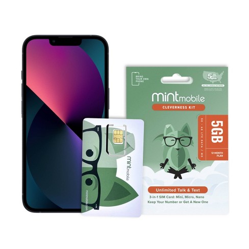 Mint Mobile Apple Iphone 13 (128gb) 1-year Service Sim Bundle : Target