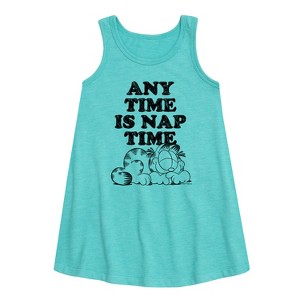 Girls' - Garfield - Nap Sketch Graphic Sleeveless Aline Dress - 1 of 3