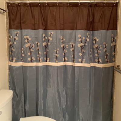 Cocoa Flower Shower Curtain Blue - Lush Décor : Target
