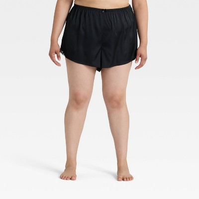 Women's Lace Trim Satin Pajama Shorts - Auden™