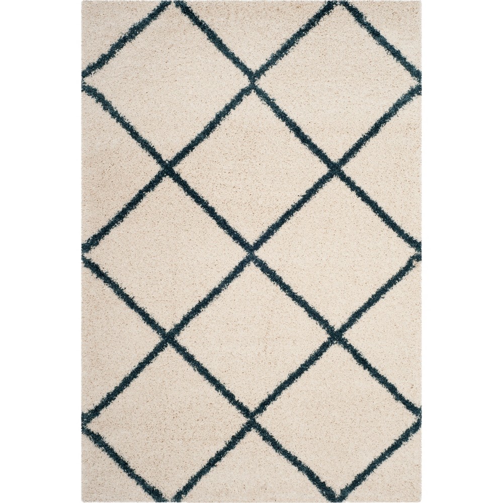 6'x9' Hudson Shag Area Rug Ivory/Slate Blue - Safavieh