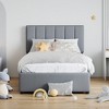 Whisen Twin Size Platform Bed with Vertical Stripe Headboard, Modern Elegance, Spacious Under-Bed Storage, Sturdy Build - Gray - 2 of 4