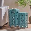 CAVINAS Hexagonal Iron Outdoor Patio End Table with Sunburst Cut Out Design,Waterproof Weather Resistant Side Table for Patio,Garden,Balcony - 3 of 4