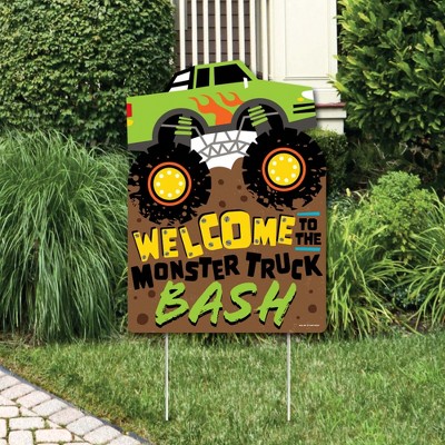 Big Dot of Happiness Smash and Crash - Monster Truck - Party Decorations - Boy Birthday Party Welcome Yard Sign