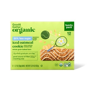 Organic 25% Less Sugar Iced Oatmeal Cookie Whole Grain Baked Bars - 15.24oz - Good & Gather™ - 1 of 4
