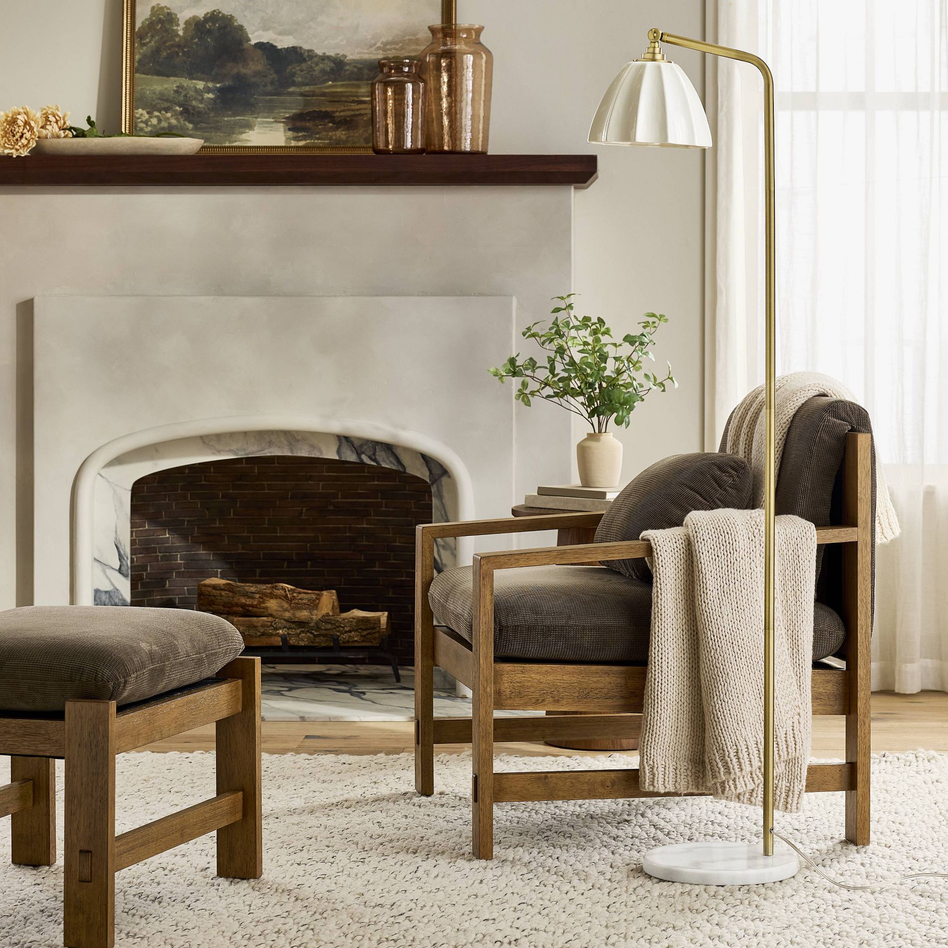 Wood Frame Ottoman with Attached Cushion - Brown - Hearth & Hand™ with Magnolia Furniture