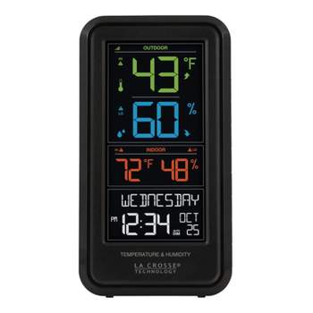 La Crosse Technology® Battery-powered Tri-color Lcd Wireless 2-piece  Digital Weather Thermometer Station With Hygrometer And Calendar : Target