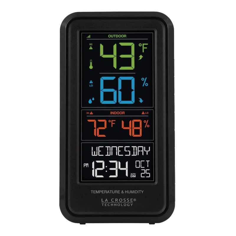La Crosse Technology® Electric/Battery-Powered Color-LCD Wireless 2-Piece Digital Personal Weather Station with Hygrometer and Calendar, 1 of 11