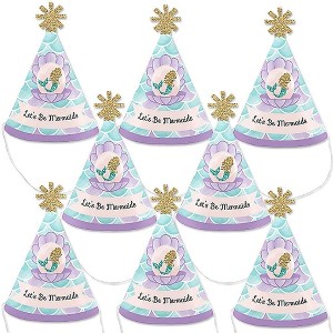Big Dot of Happiness Let's Be Mermaids - Mermaid Mini Cone Baby Shower or Birthday Party Hats - Small Little Party Hats - Set of 8 - 1 of 4