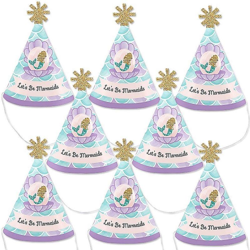 Big Dot of Happiness Let's Be Mermaids - Mermaid Mini Cone Baby Shower or Birthday Party Hats - Small Little Party Hats - Set of 8, 1 of 9
