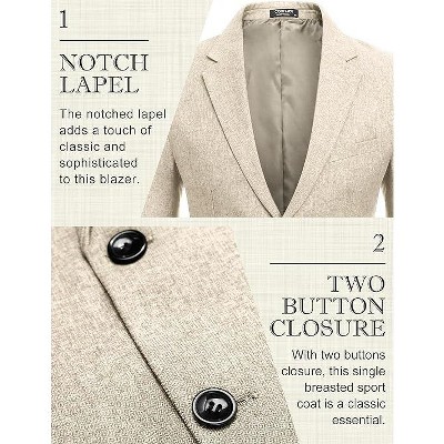 COOFANDY Men's Blazer Casual Slim Fit Sport Coats Two Button Lightweight Suit Jacket Light Khaki XXL — фото 4