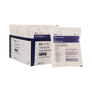 Dermacea Abdominal Pad - Sterile - White, 5 in. x 9 in., 36 Count, 12 Packs, 432 Total - 1 of 3
