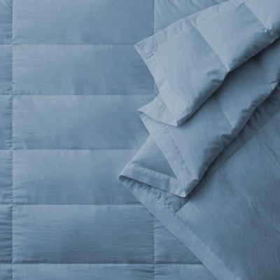 Luxurious Navy Cotton Down Blanket with Satin Trim, 108" x 90"