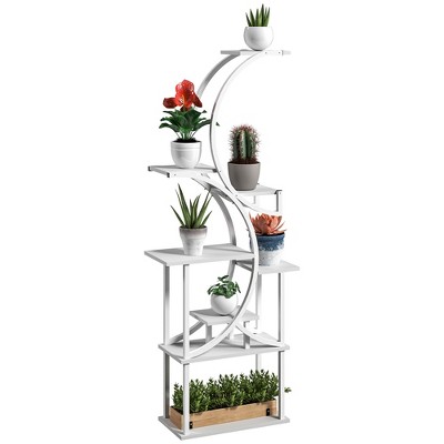 Outsunny 8 Tier Plant Stand Indoor, 62" Tall Plant Shelf, S-Shaped Plant Rack
