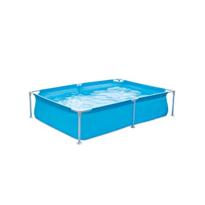  Summer Waves P3060416A 6 x 4.25 Foot 17 Inch Deep Rectangular Small Metal Frame Above Ground Family Backyard Swimming Pool, Blue 