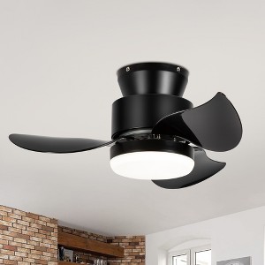 Airsurfer 22" 3-Blade Flush Mount Indoor Ceiling Fan with LED Light and Remote Control - 1 of 4